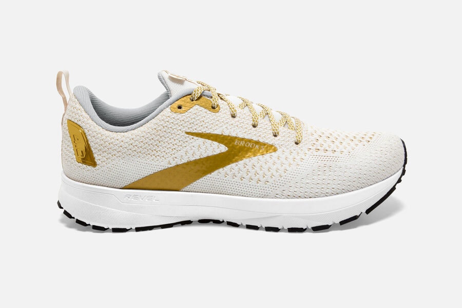 Brooks Women's Revel 4 Road Running Shoes White/Gold ( SPMYV6849 )